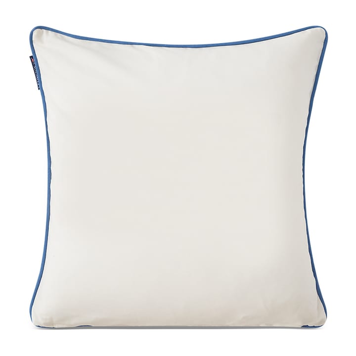 Housse de coussin Logo Organic Cotton Twill 50x50 cm, Blanc-bleu Lexington