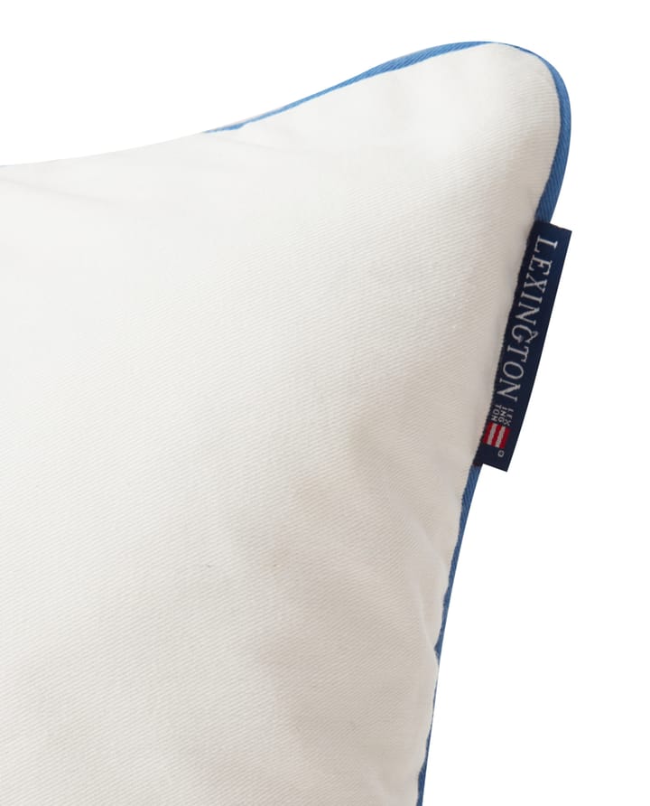 Housse de coussin Logo Organic Cotton Twill 50x50 cm, Blanc-bleu Lexington
