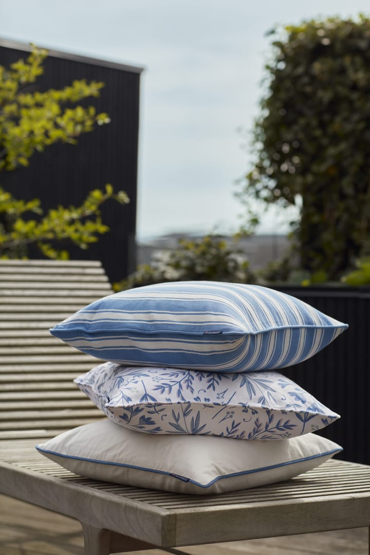 Housse de coussin Logo Organic Cotton Twill 50x50 cm, Blanc-bleu Lexington
