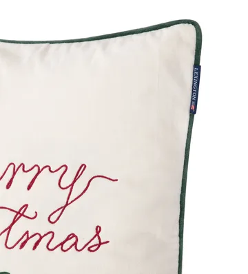 Housse de coussin Merry Christmas Cotton Velvet 50x50 cm - Blanc cassé-rouge - Lexington