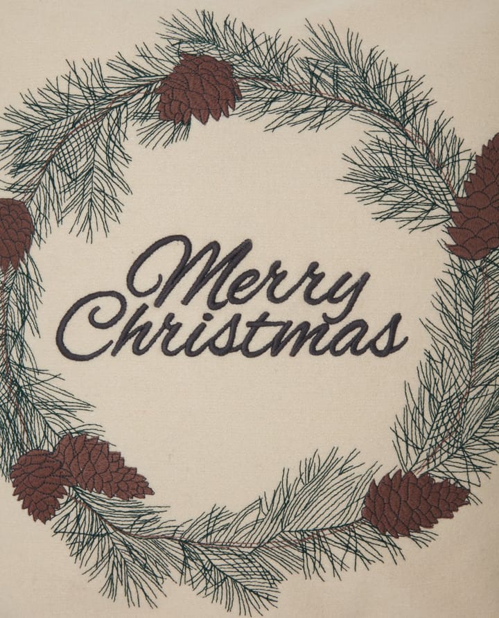 Housse de coussin Merry Christmas Wool Mix 50x50 cm - White-green-beige - Lexington