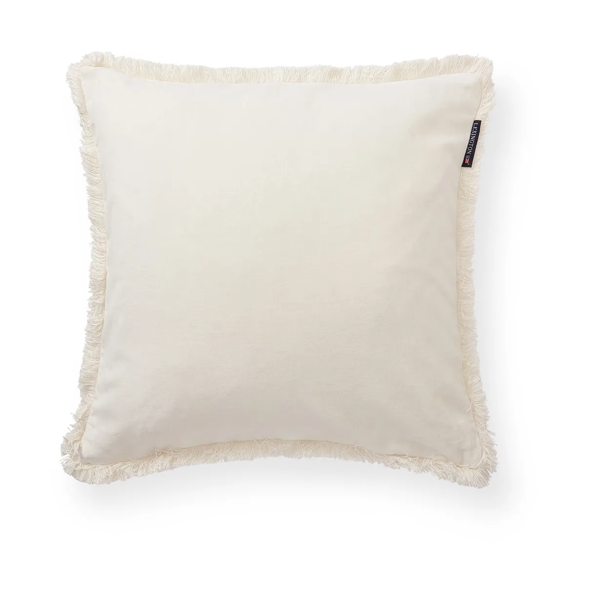 Housse de coussin Organic cotton velvet fringe 50x50 cm, Blanc Lexington