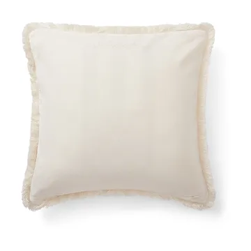 Housse de coussin Organic cotton velvet fringe 50x50 cm - Blanc - Lexington