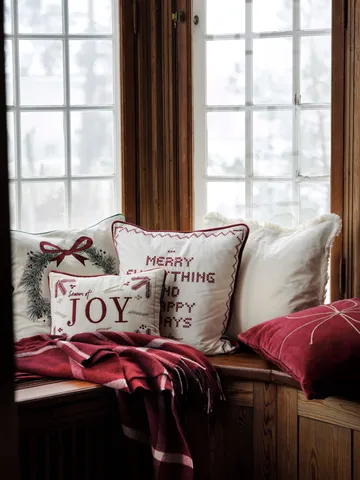 Housse de coussin Organic cotton velvet fringe 50x50 cm - Blanc - Lexington