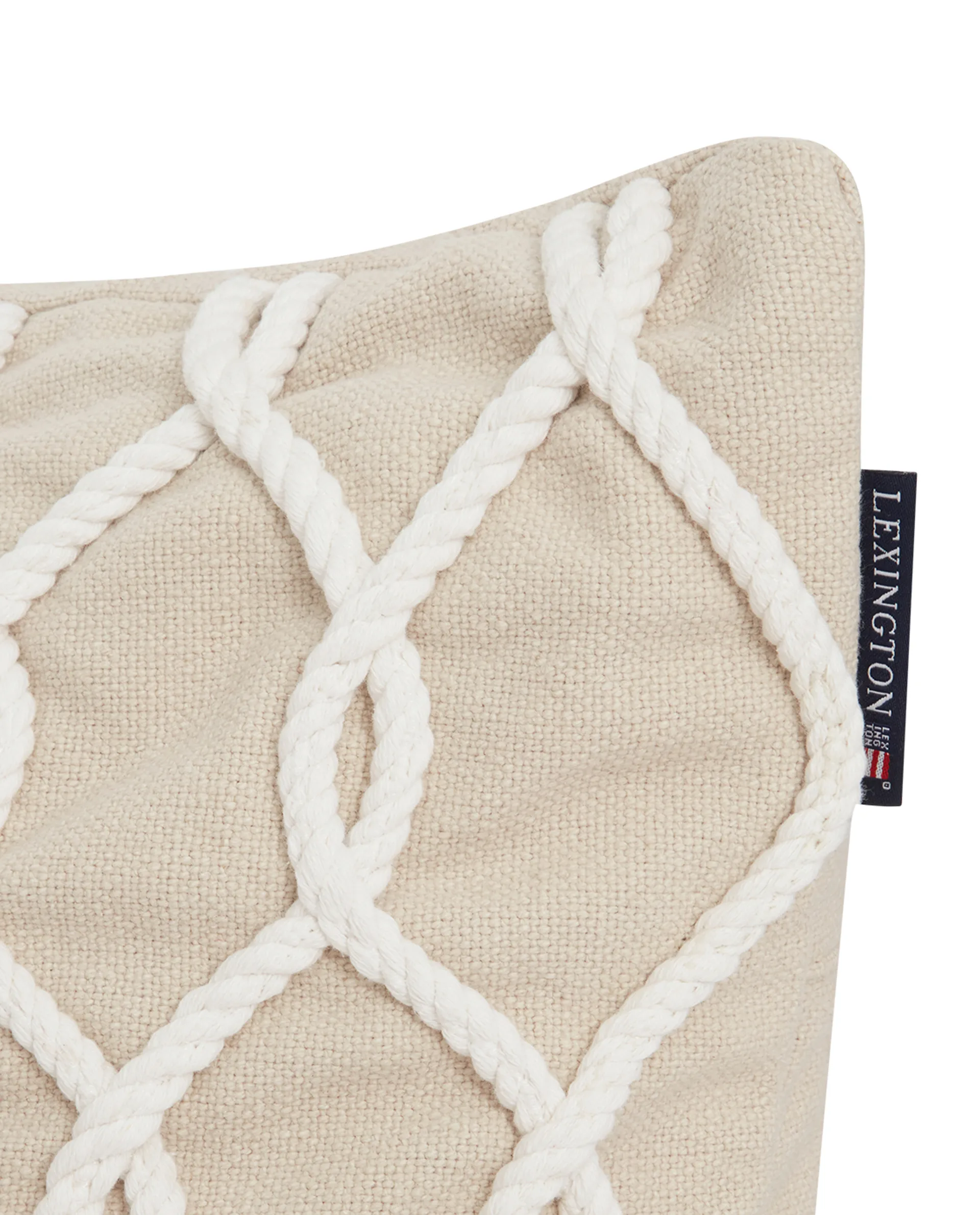 Housse de coussin Rope Deco Canvas 50x50 cm, Beige clair-blanc Lexington