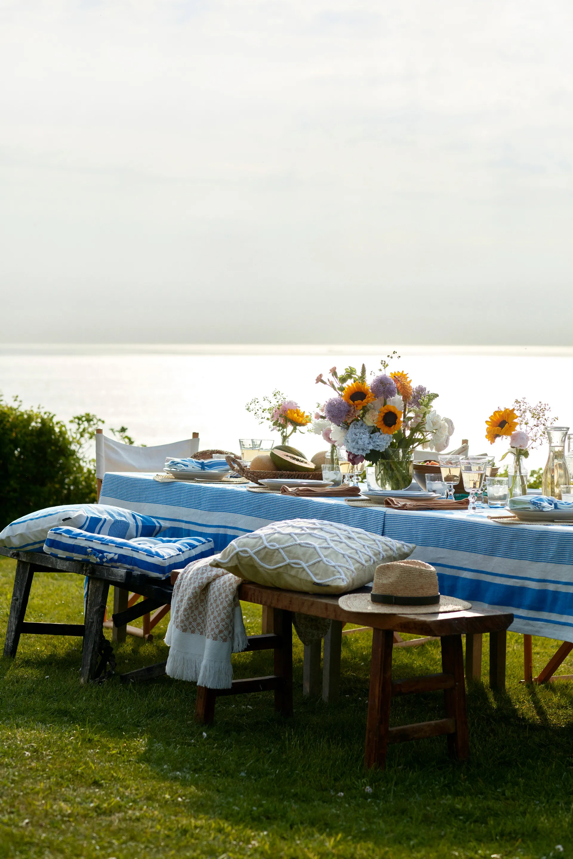 Housse de coussin Rope Deco Canvas 50x50 cm, Beige clair-blanc Lexington