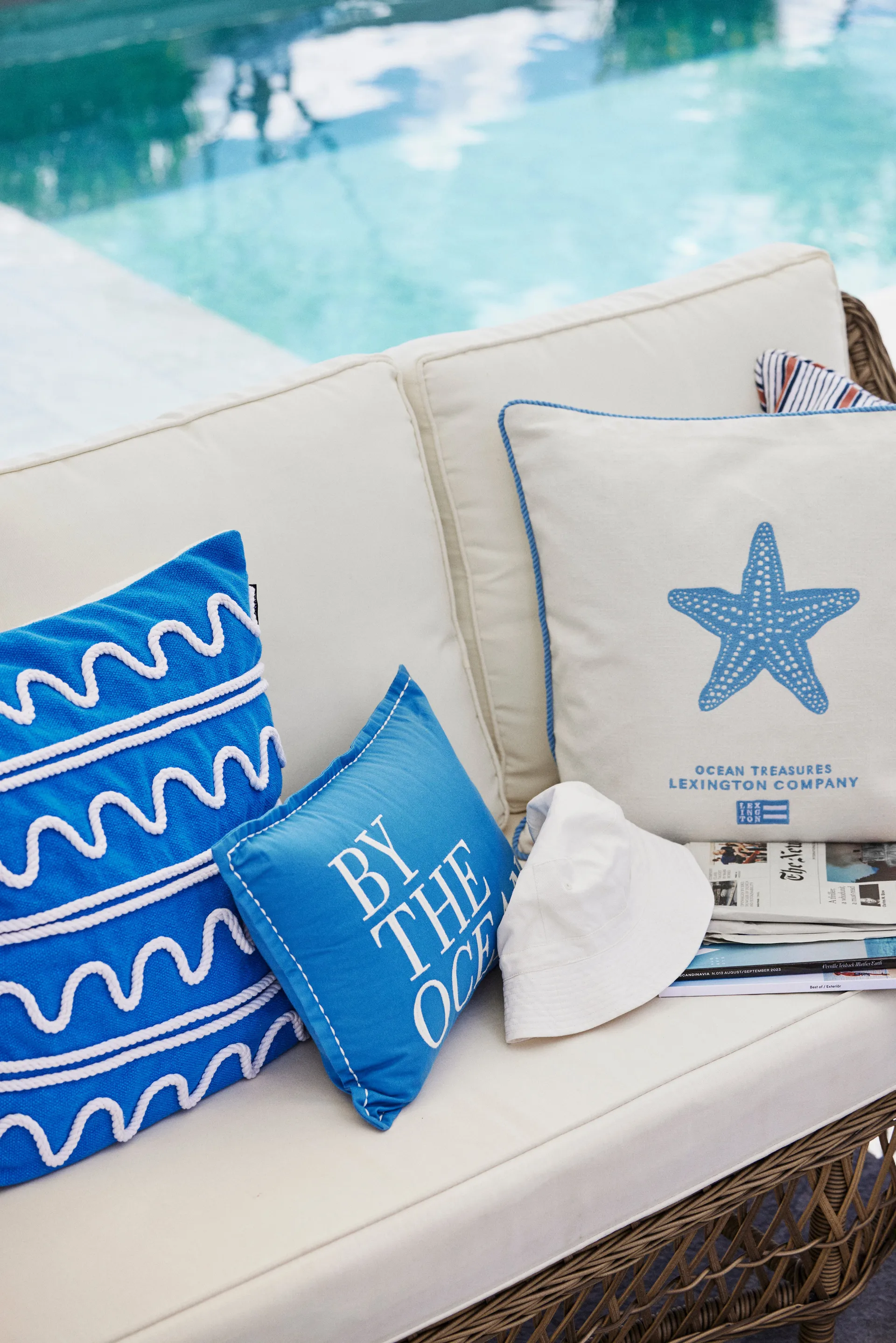 Housse de coussin Rope Wave Cotton Canvas 50x50 cm, Blue Lexington