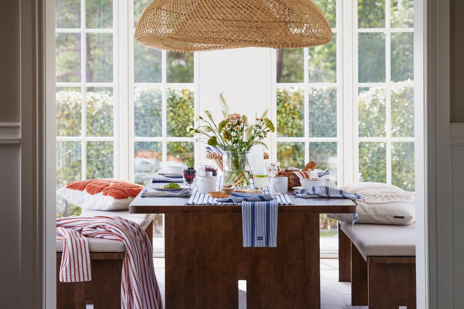 Housse de coussin Rug Graphic Cotton Canvas 50x50 cm, White Lexington