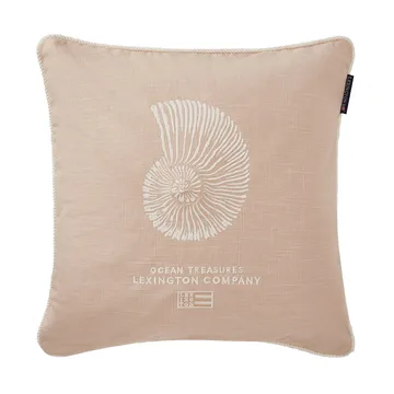 Housse de coussin Sea Embroidered Recycled Cotton 50x50cm - Light Beige - Lexington