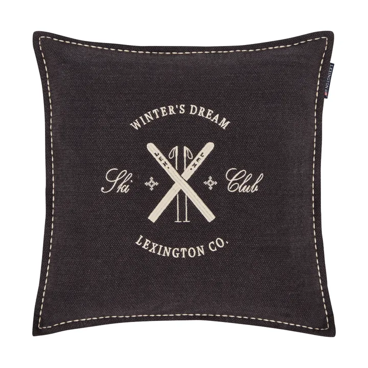 Housse de coussin Ski Club en coton biologique - Navy-Light beige, 50x50 cm - Lexington