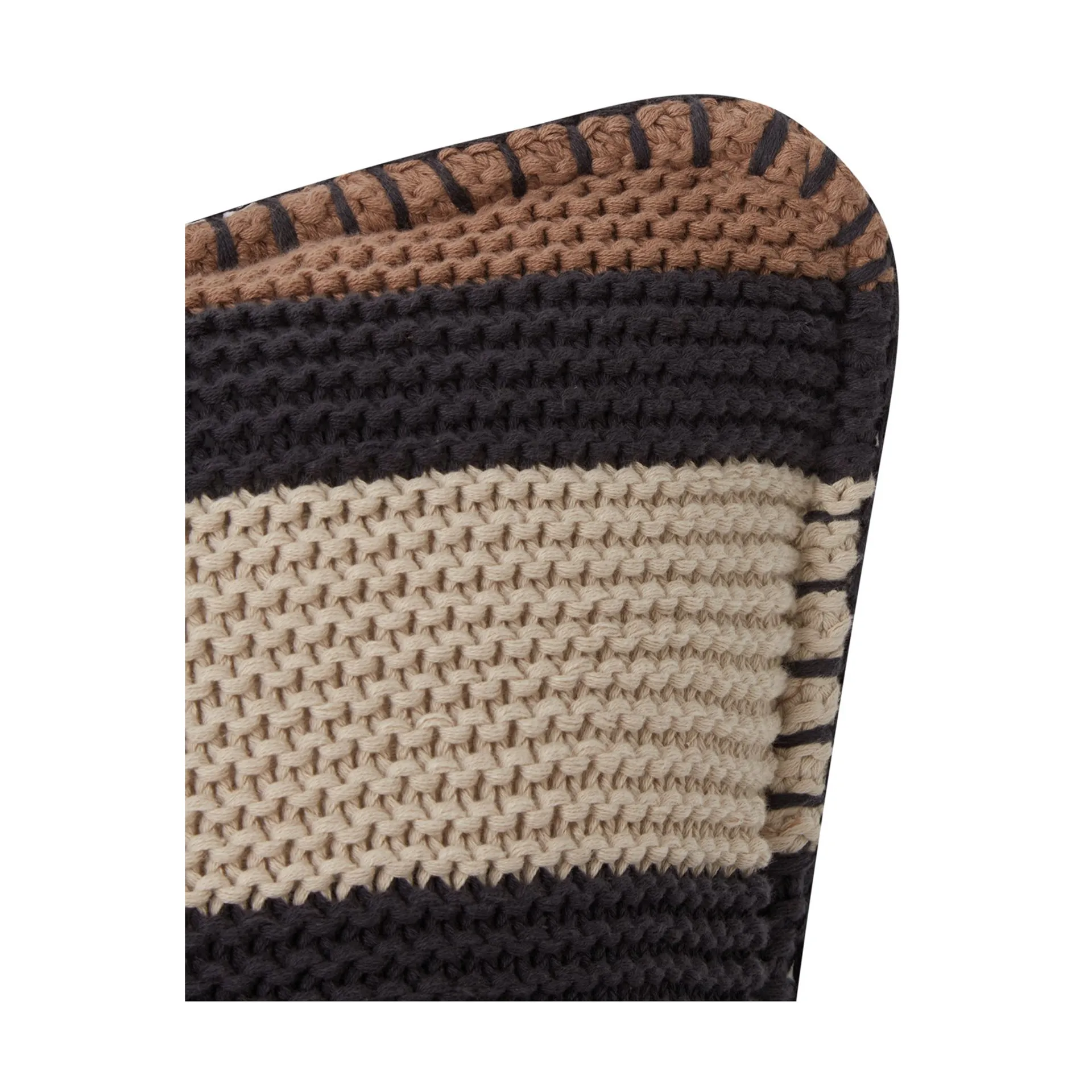 Housse de coussin Striped Knitted Cotton 50x50 cm, Brown-dark gray-light beige Lexington