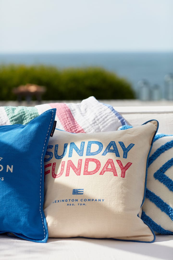 Housse de coussin Sunday Funday Printed 50x50 cm, Beige-bleu-rose Lexington