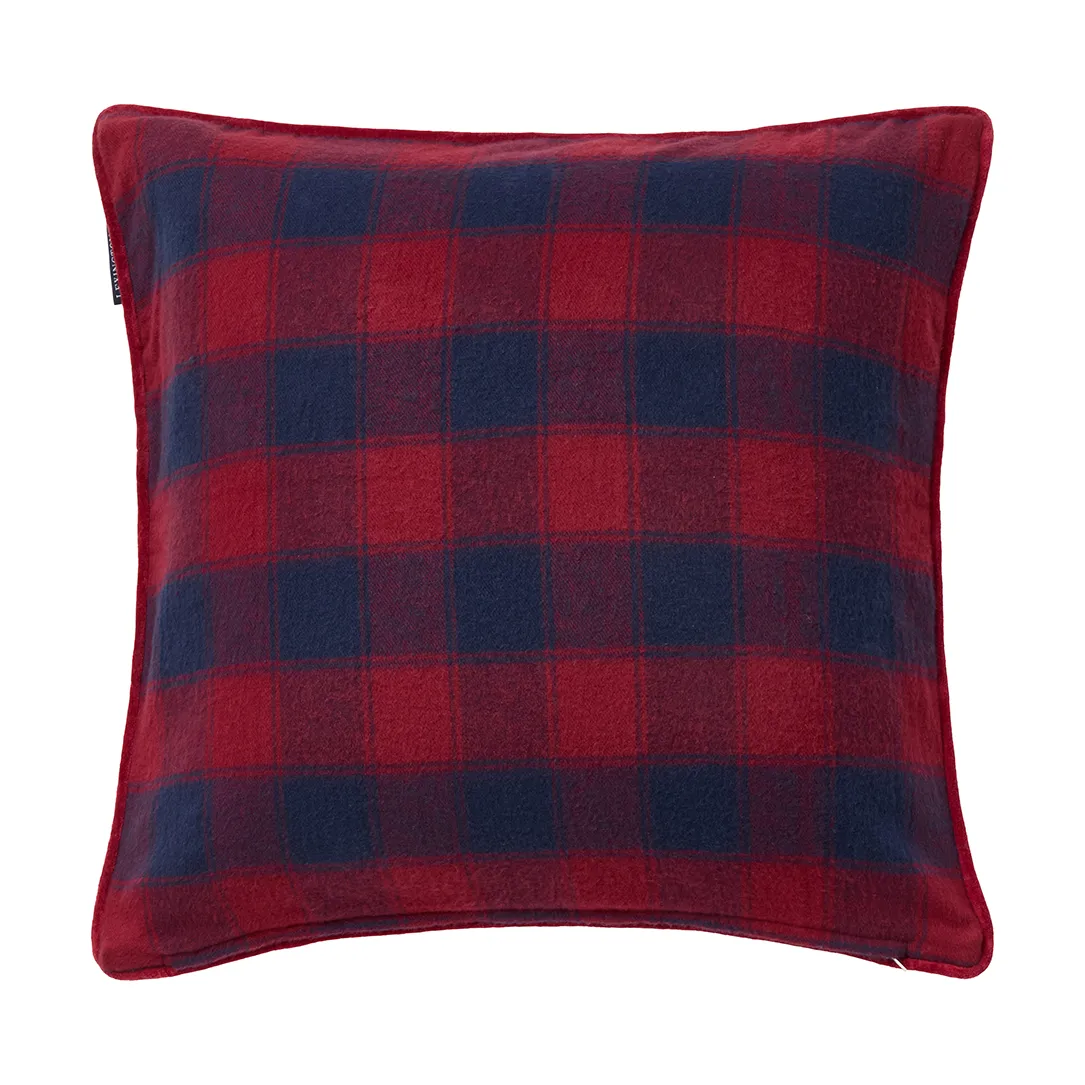 Housse de coussin Wrapped checked éco. flanelle 50x50 cm, Dark blue-red Lexington