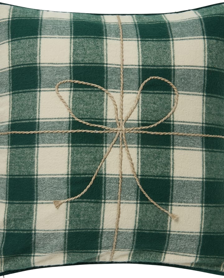 Housse de coussin Wrapped checked éco. flanelle 50x50 cm, Light beige-green Lexington