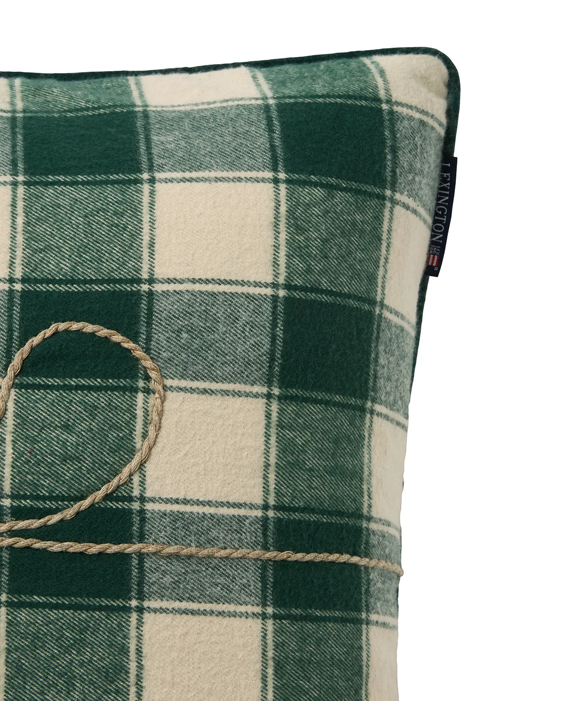 Housse de coussin Wrapped checked éco. flanelle 50x50 cm, Light beige-green Lexington