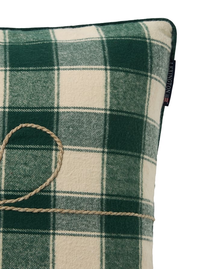 Housse de coussin Wrapped checked éco. flanelle 50x50 cm, Light beige-green Lexington