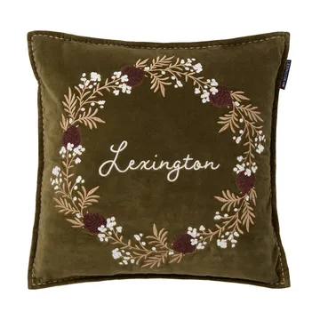 Housse de coussin Wreath coton écologique velours 50x50 cm - Olive-brown-white - Lexington
