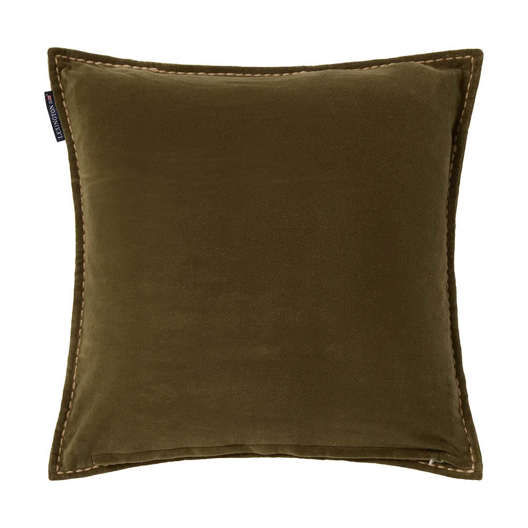 Housse de coussin Wreath coton écologique velours 50x50 cm, Olive-brown-white Lexington