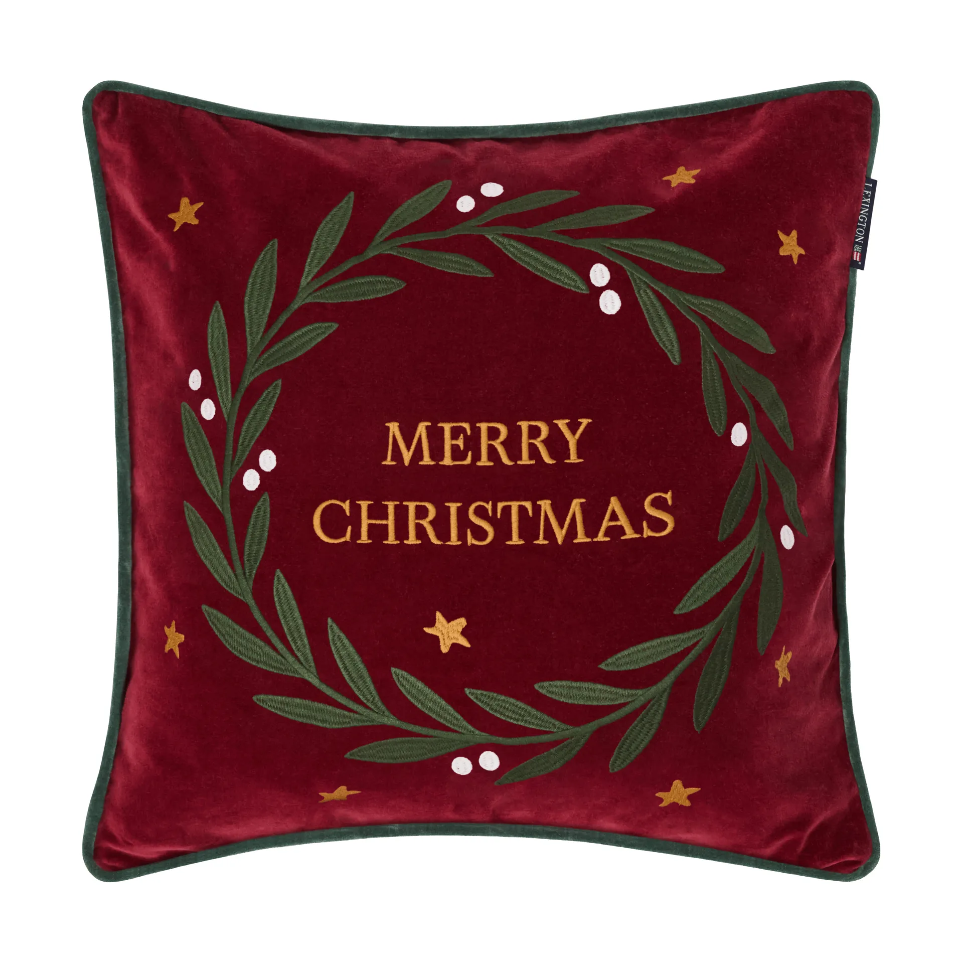 Housse de coussin Wreath coton écologique velours 50x50 cm, Red-green-yellow, 50x50 cm Lexington