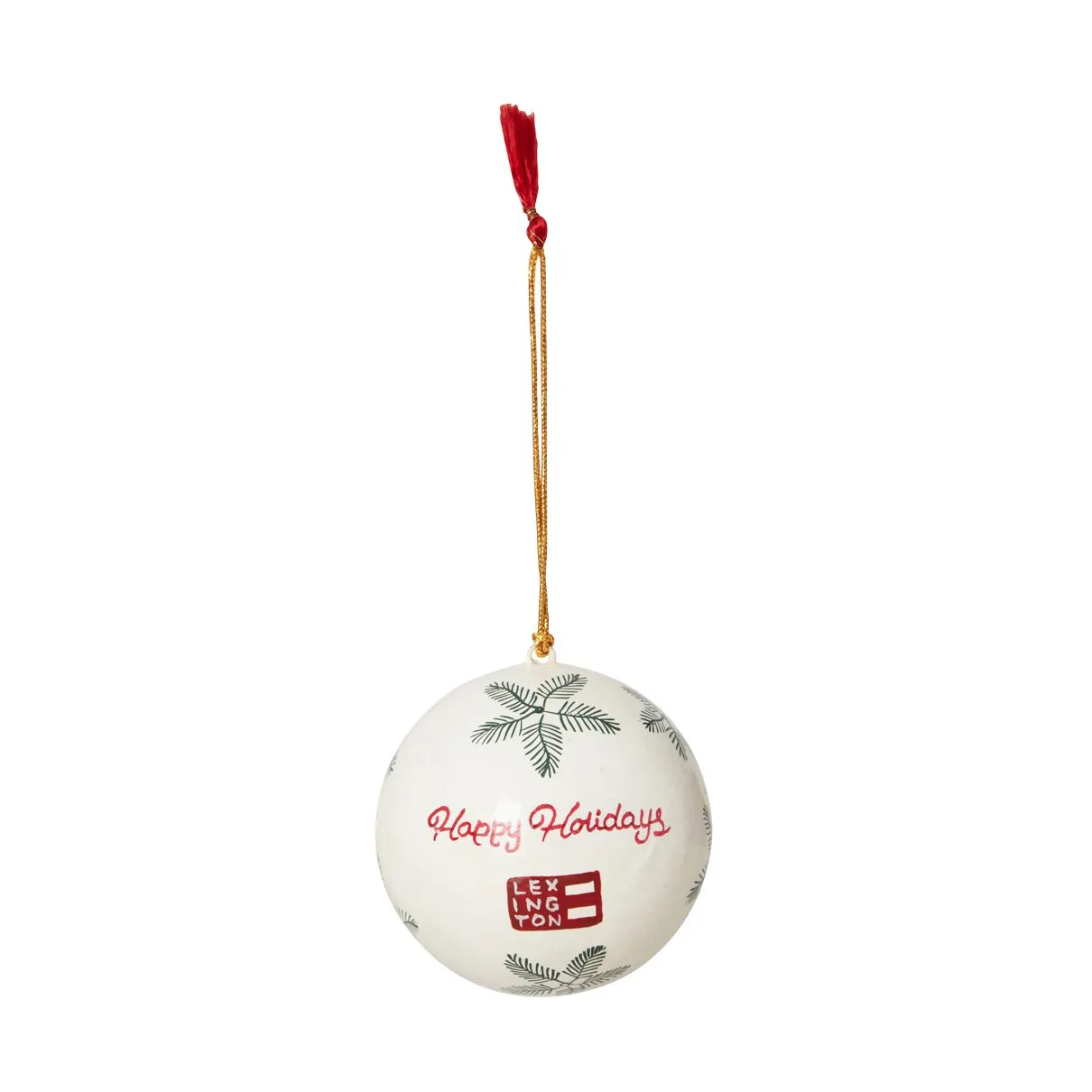Lexington Papier Maché boules de Noël - lot de 2, White-green-red Lexington