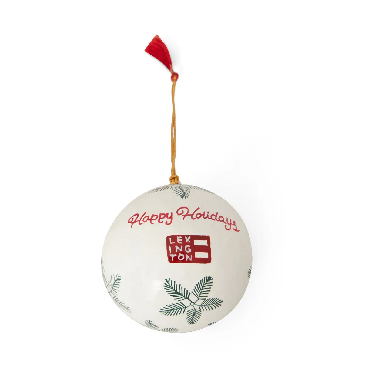 Lexington Papier Maché boules de Noël - lot de 2, White-green-red Lexington