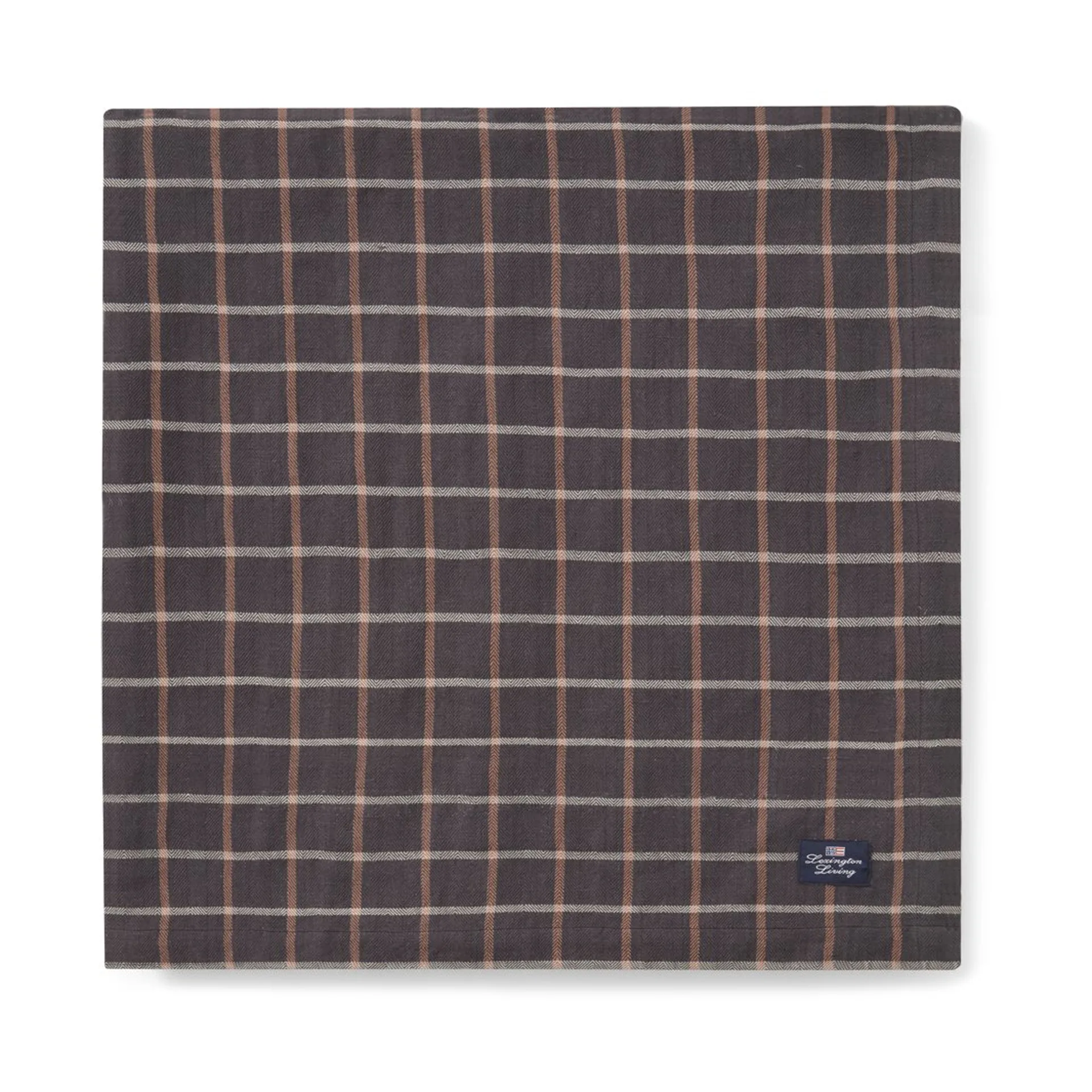 Nappe Checked Cotton Linen 150x250 cm, Dark gray-beige Lexington