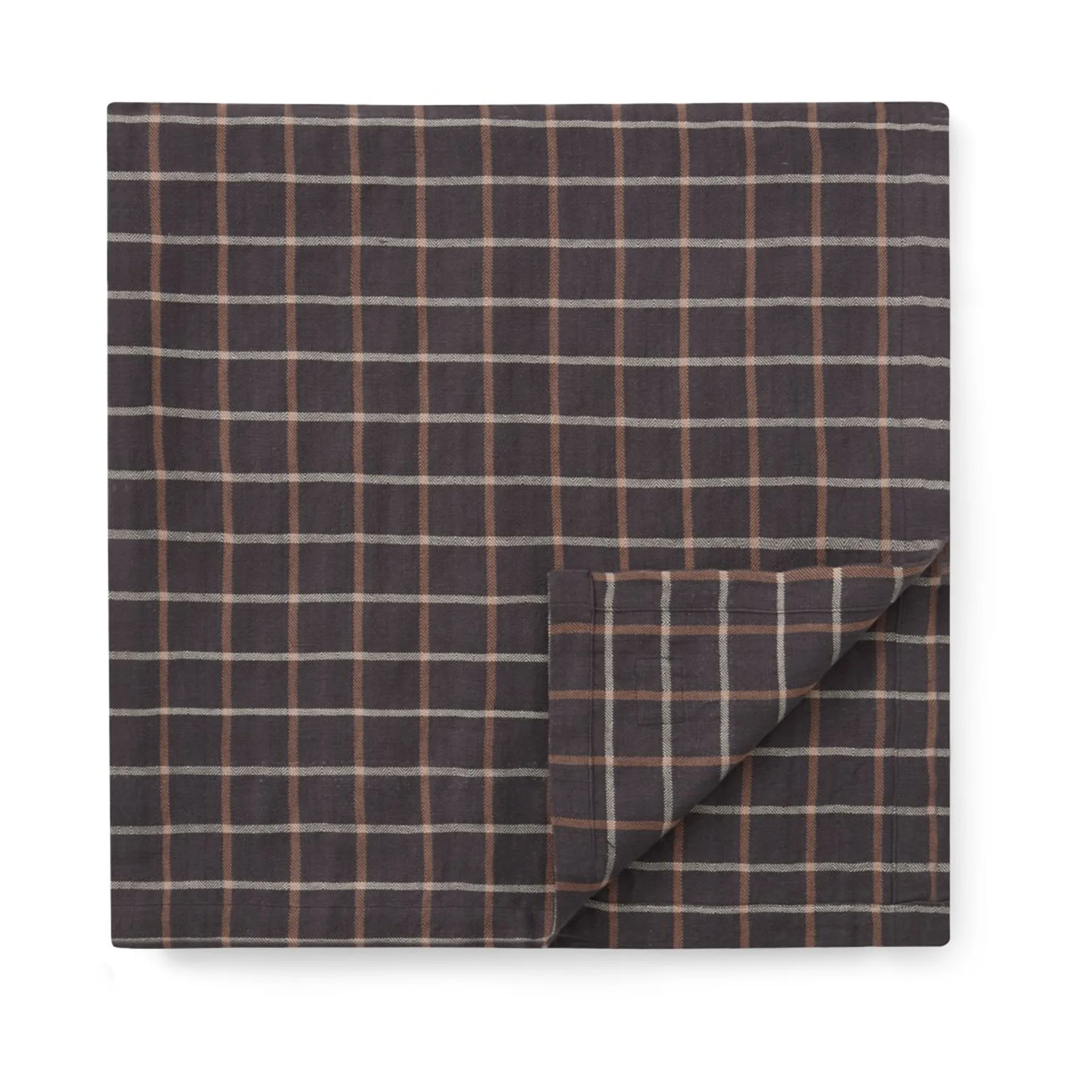 Nappe Checked Cotton Linen 150x250 cm, Dark gray-beige Lexington