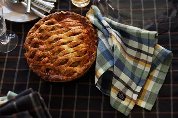 Nappe Checked Cotton Linen 150x250 cm - Dark gray-beige - Lexington