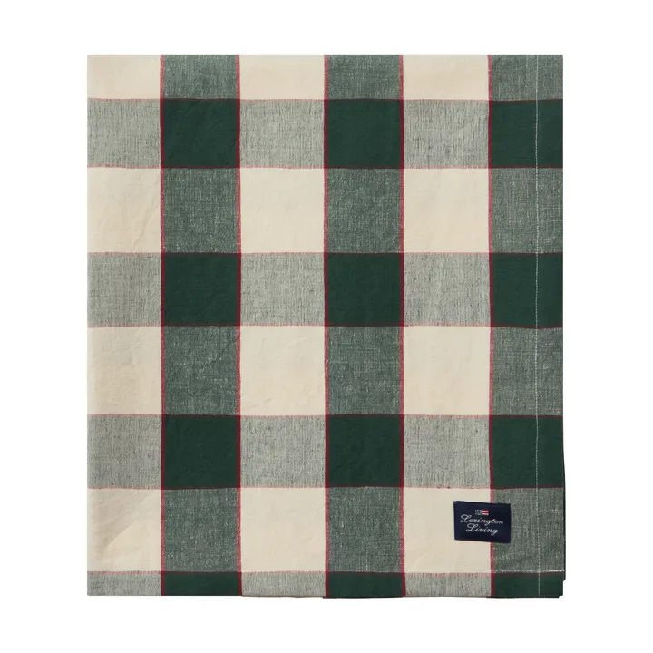 Nappe Checked Cotton Linen 150x350 cm - Green-light beige-red - Lexington