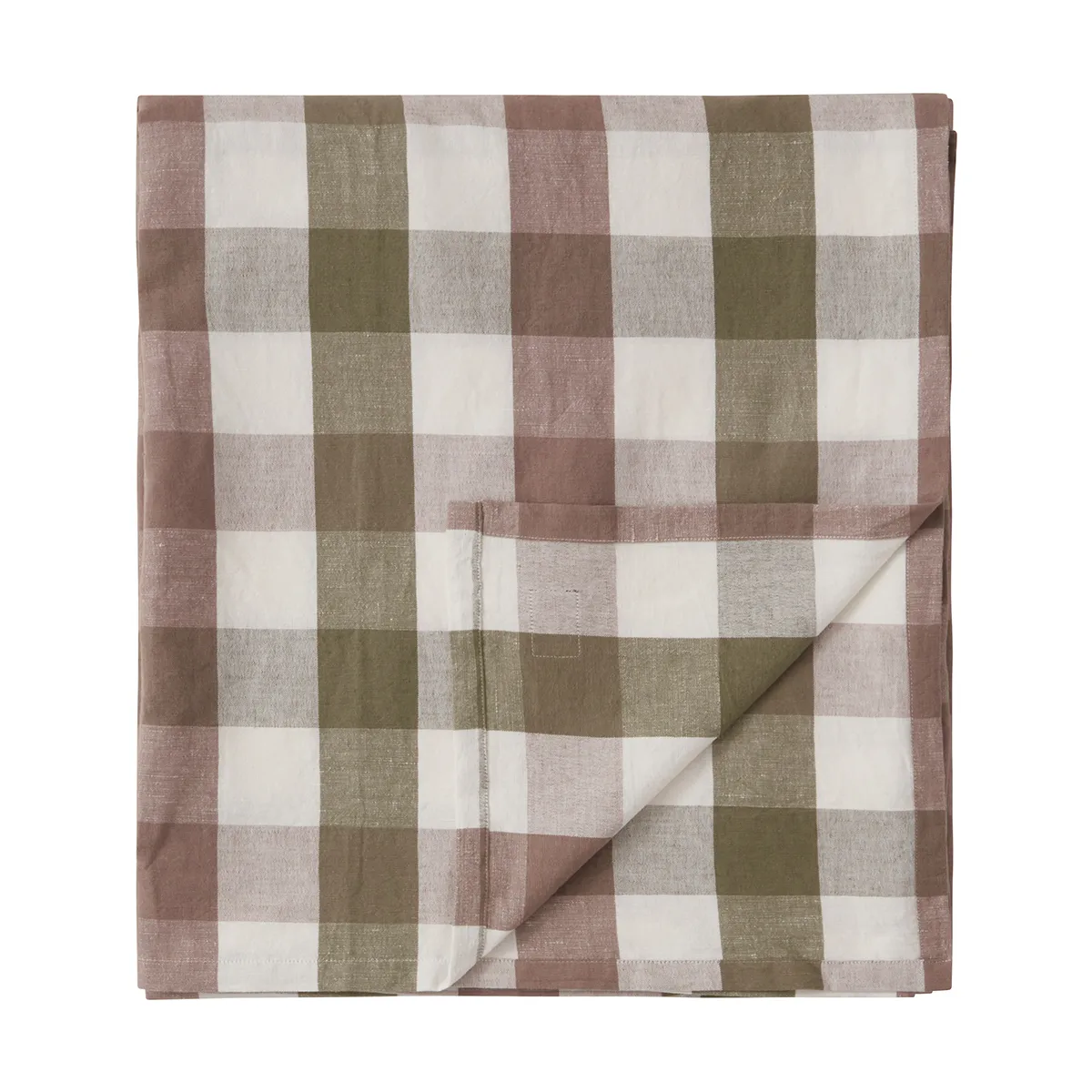 Nappe Checked Cotton Linen 180x180 cm, Olive Lexington