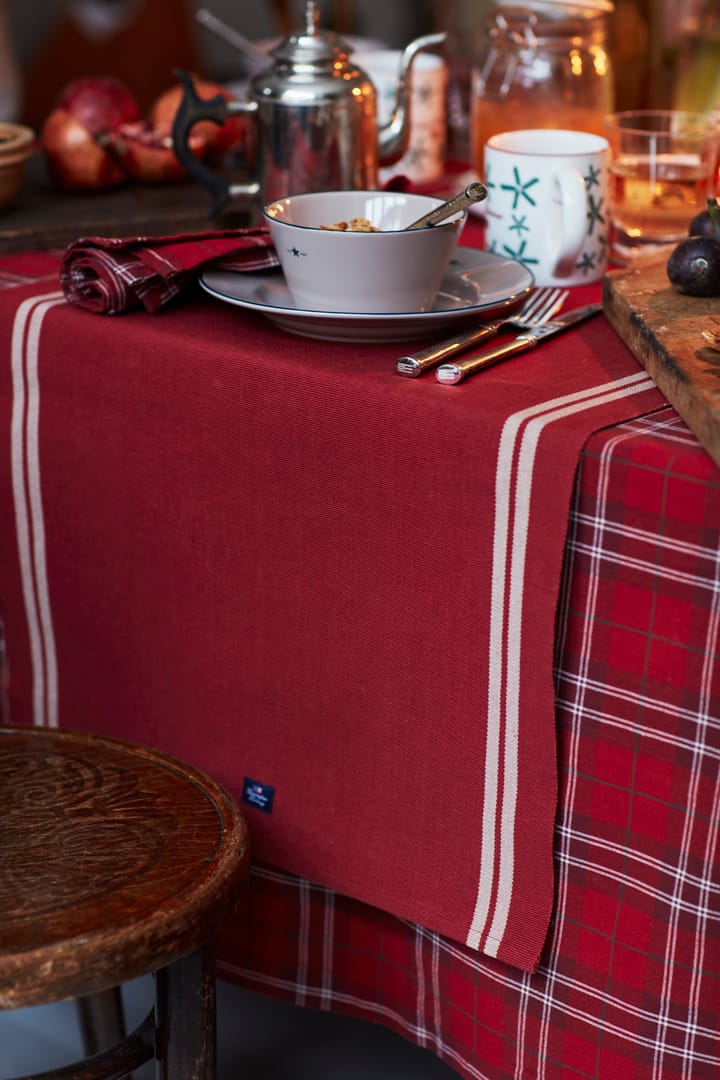 Nappe Checked Organic Cotton Oxford 150x350 cm, Red-beige-green Lexington