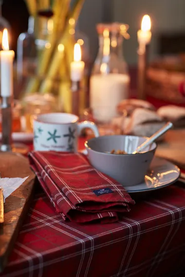 Nappe Checked Organic Cotton Oxford 180x180 cm - Red-beige-green - Lexington