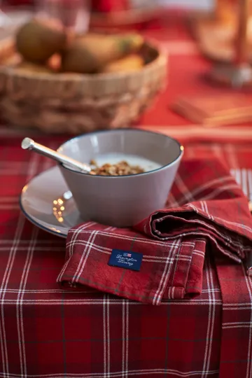 Nappe Checked Organic Cotton Oxford 180x180 cm - Red-beige-green - Lexington