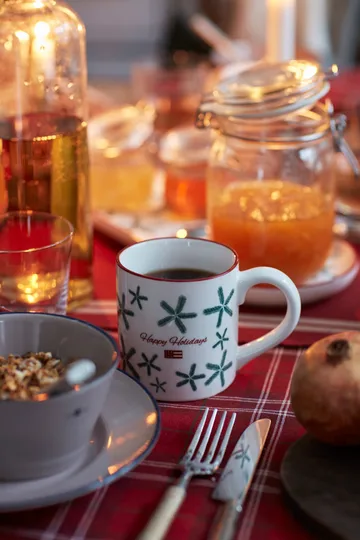 Nappe Checked Organic Cotton Oxford 180x180 cm - Red-beige-green - Lexington