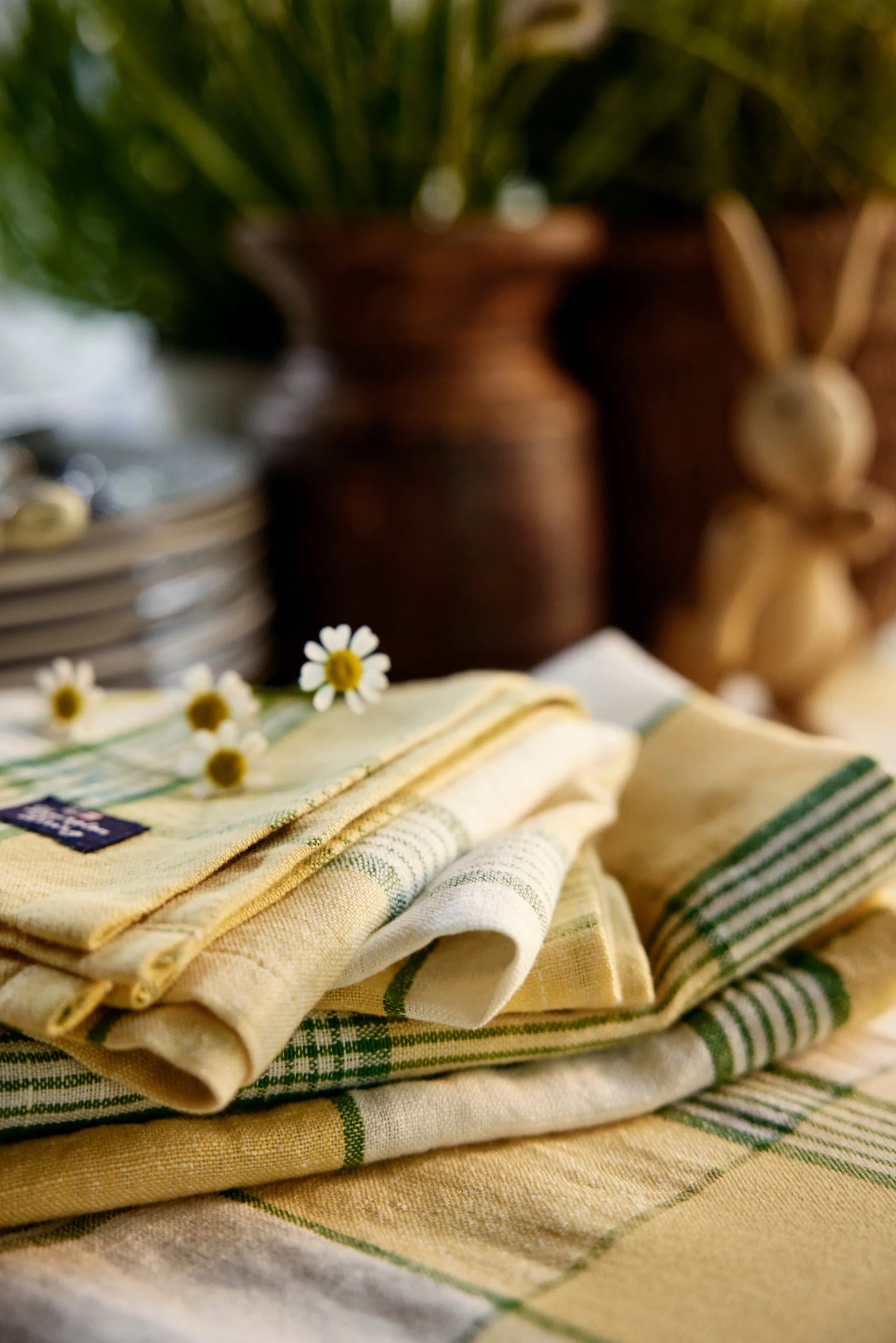 Nappe Easter Linen/Cotton 150x250 cm, Yellow-green Lexington