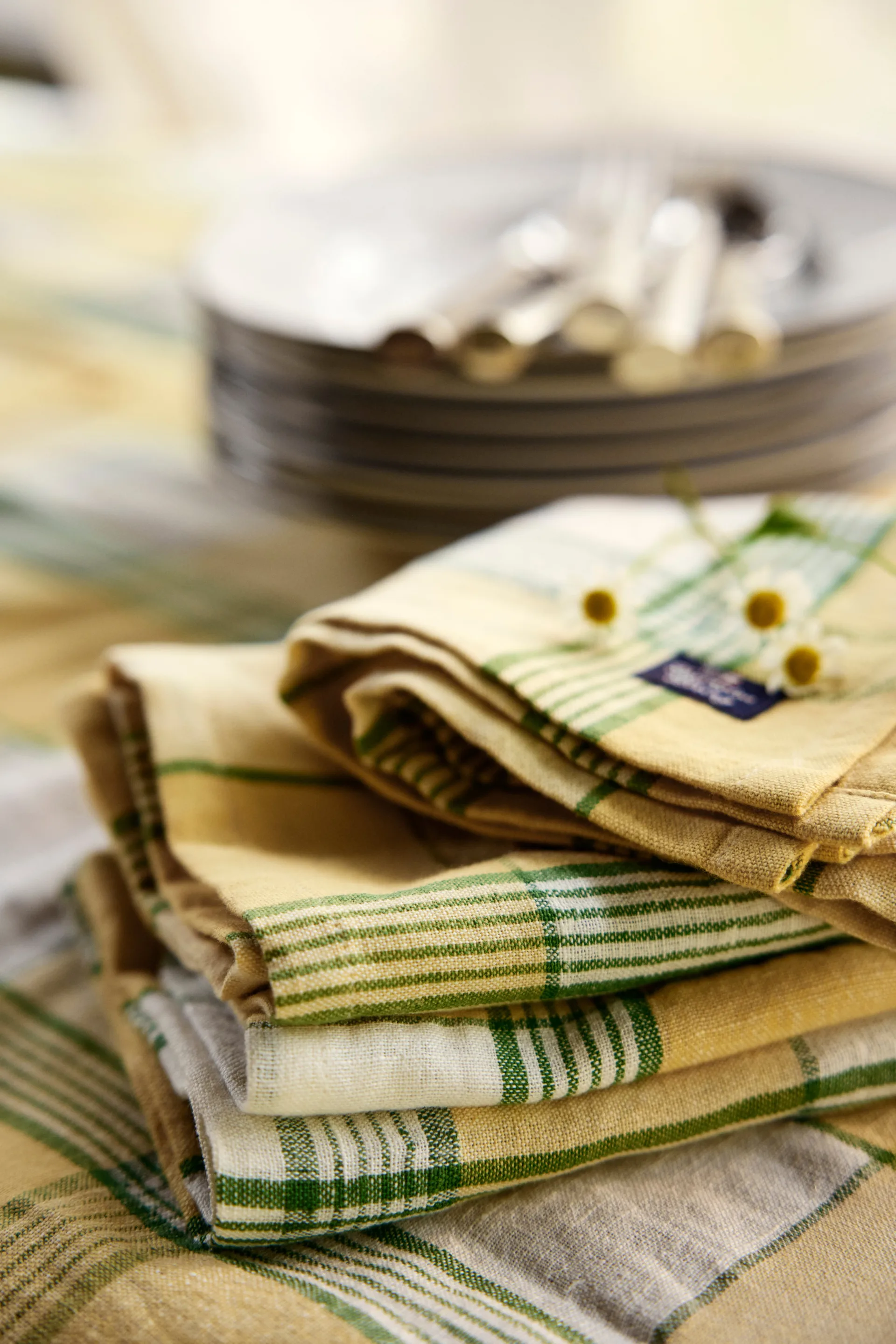 Nappe Easter Linen/Cotton 150x250 cm, Yellow-green Lexington