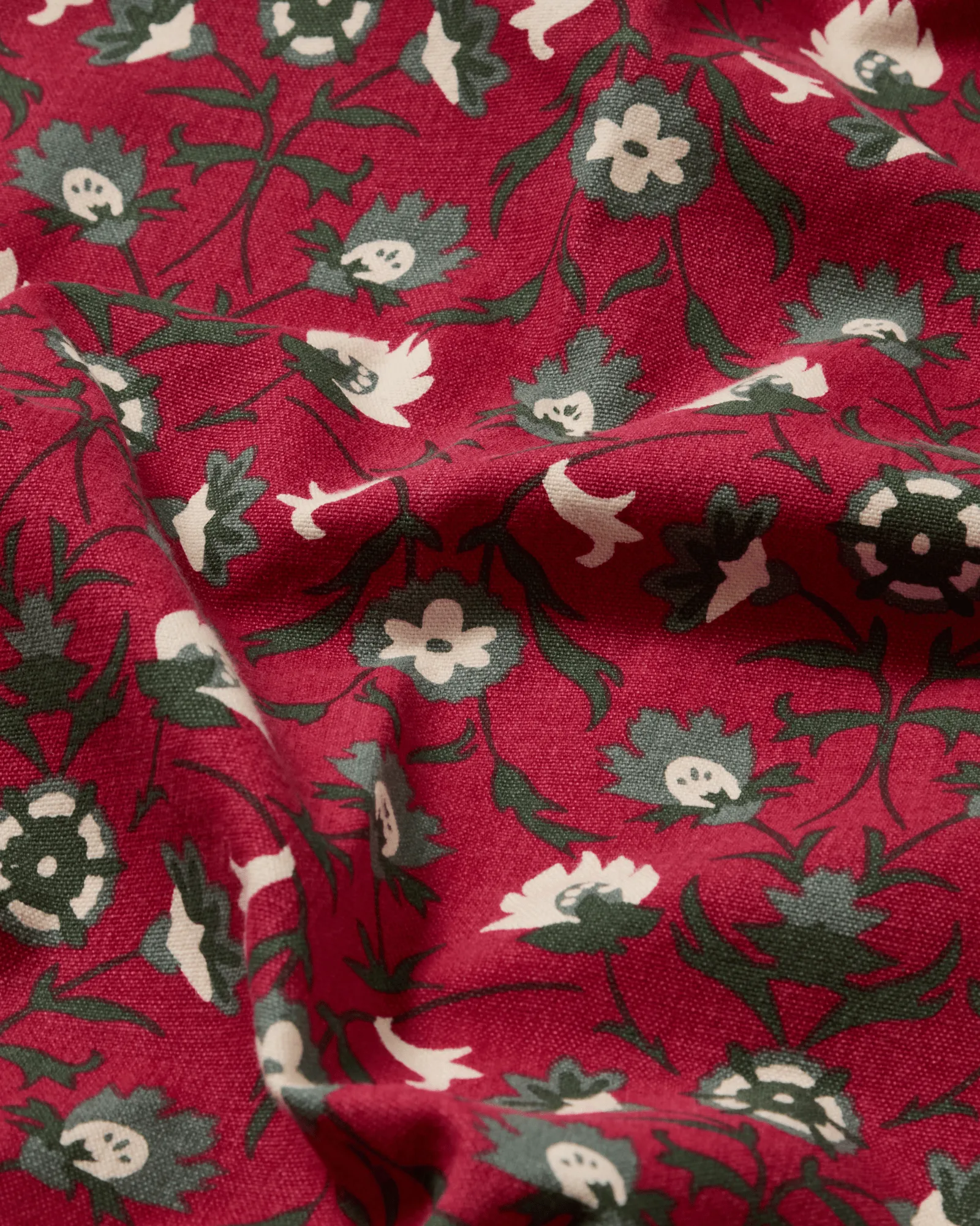 Nappe Flower printed en coton biologique, Red-beige-green, 150x250 cm Lexington