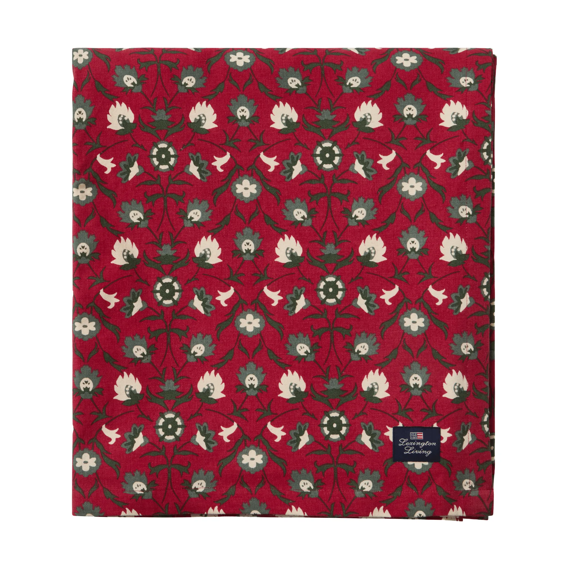 Lexington Nappe Flower printed en coton biologique Red-beige-green, 150x350 cm Lexington Nappe Flower printed en coton biologique Red-beige-green, 150x350 cm