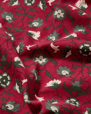 Nappe Flower printed en coton biologique - Red-beige-green, 150x350 cm - Lexington