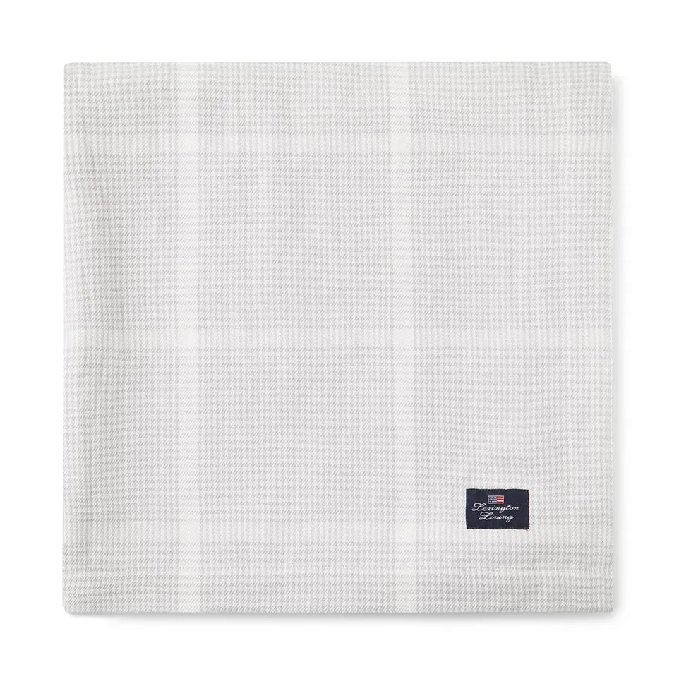 Nappe Pepita Check Cotton Linen 180x180 cm, White-light gray Lexington