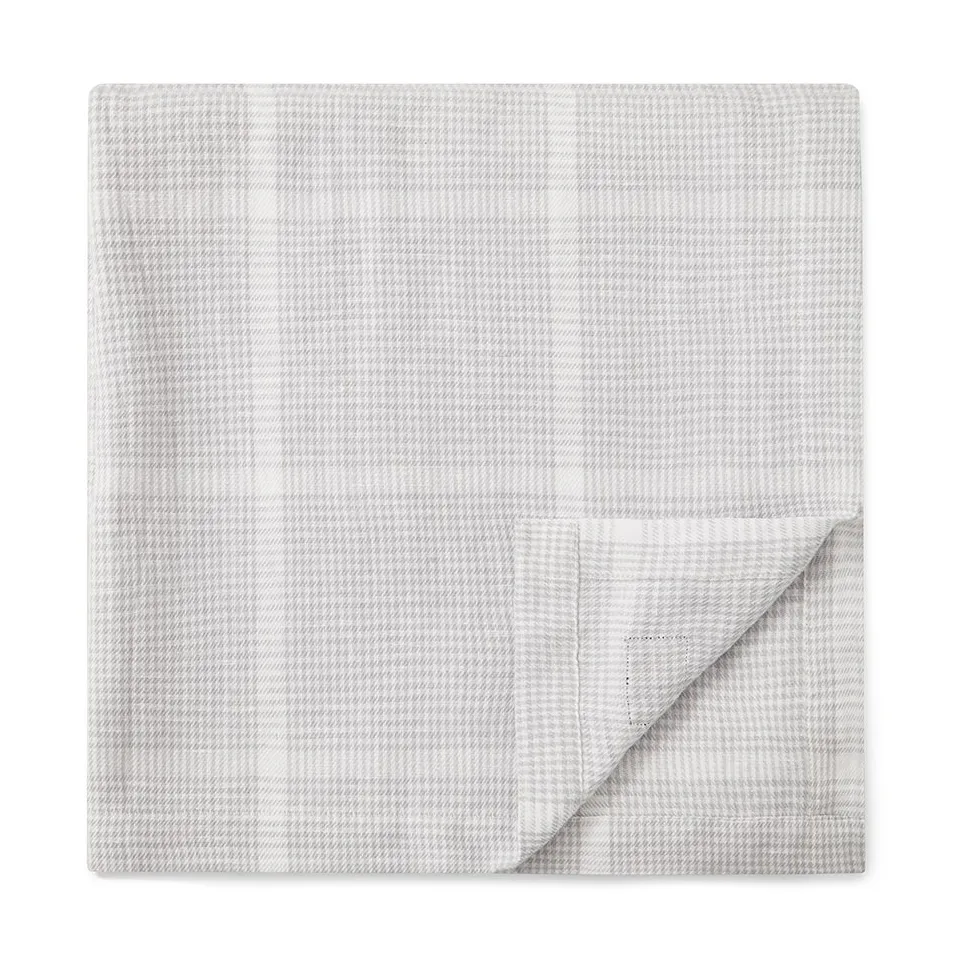 Nappe Pepita Check Cotton Linen 180x180 cm, White-light gray Lexington