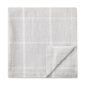 Nappe Pepita Check Cotton Linen 180x180 cm - White-light gray - Lexington