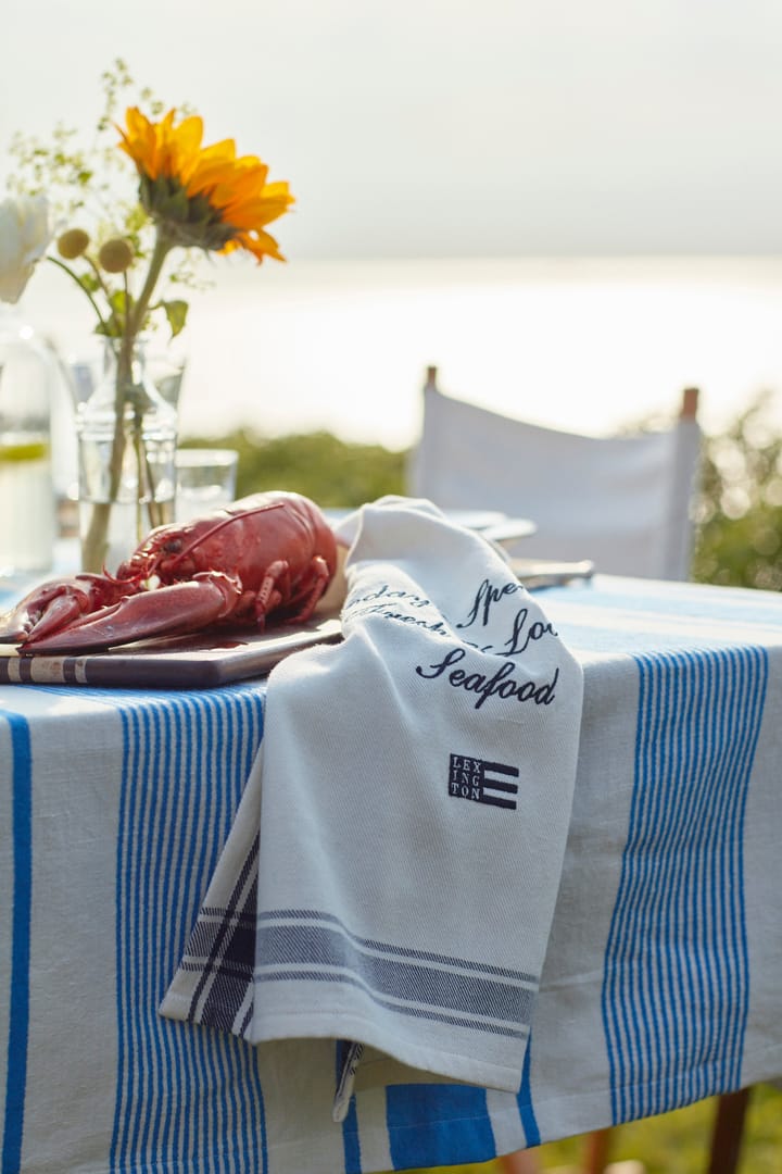 Nappe Striped Linen Cotton 150x250 cm, Bleu-blanc Lexington
