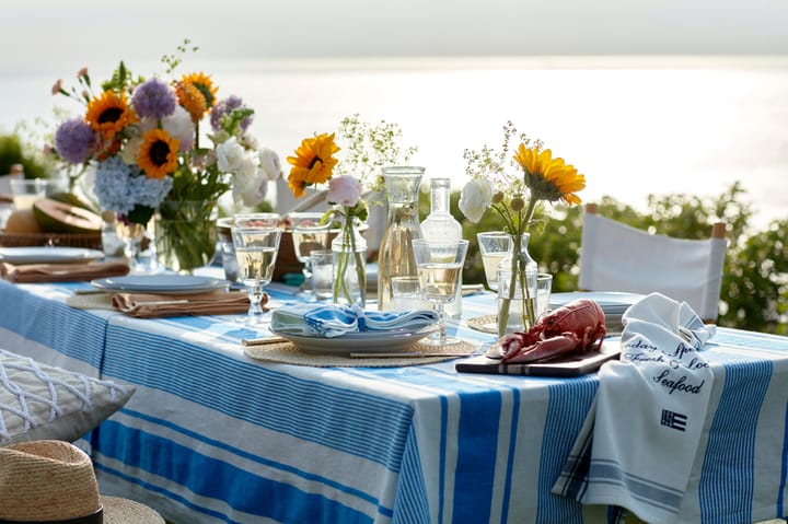 Nappe Striped Linen Cotton 150x250 cm, Bleu-blanc Lexington