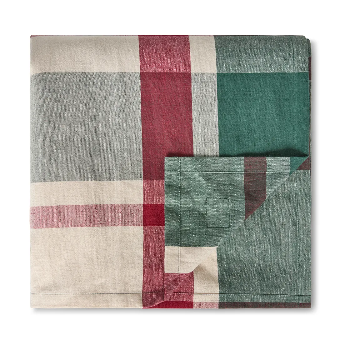 Nappe verte-rouge Checked lin/coton, 150x350 cm Lexington