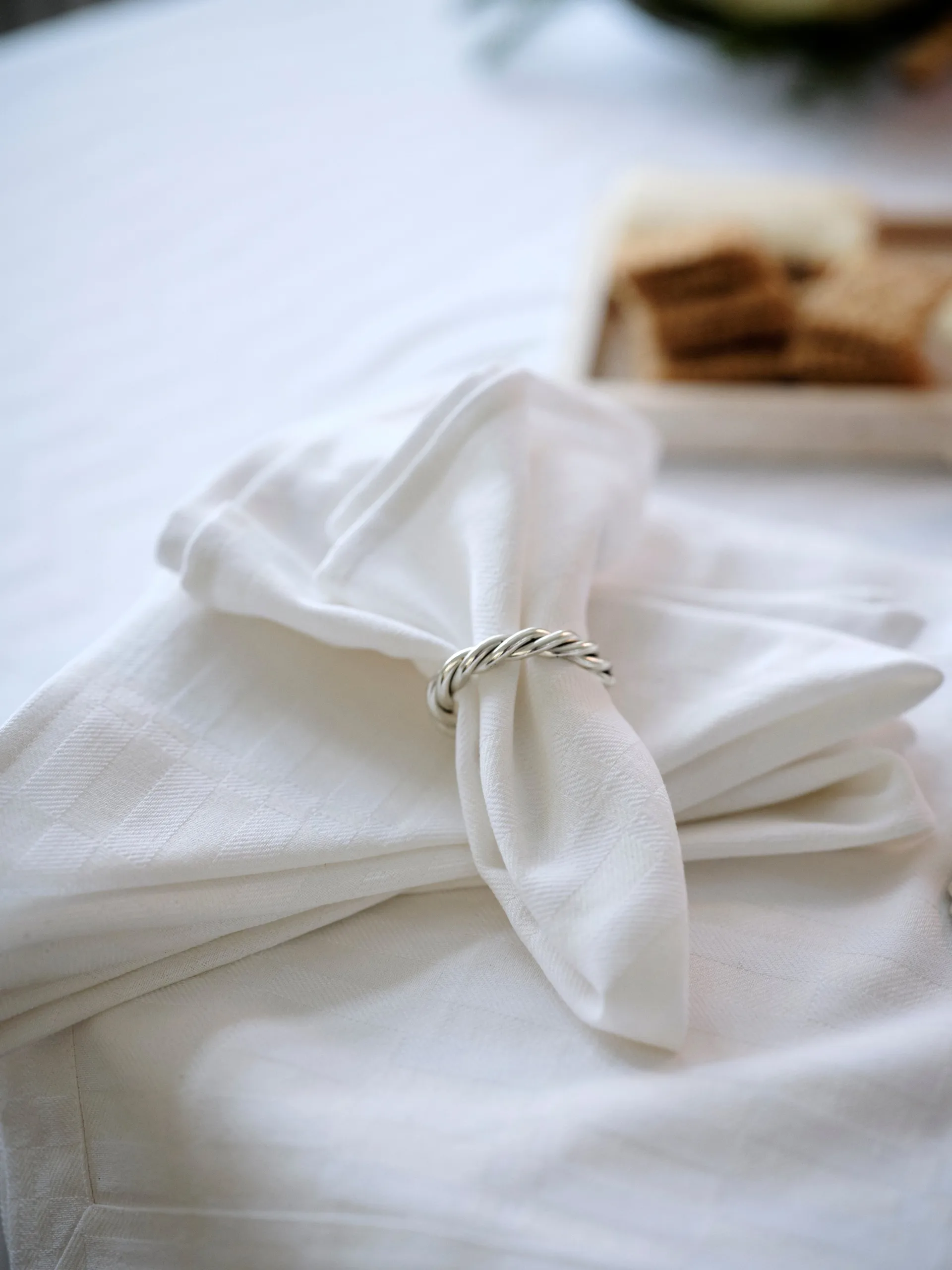 Nappe White jacquard cotton 150x250 cm, Blanc Lexington