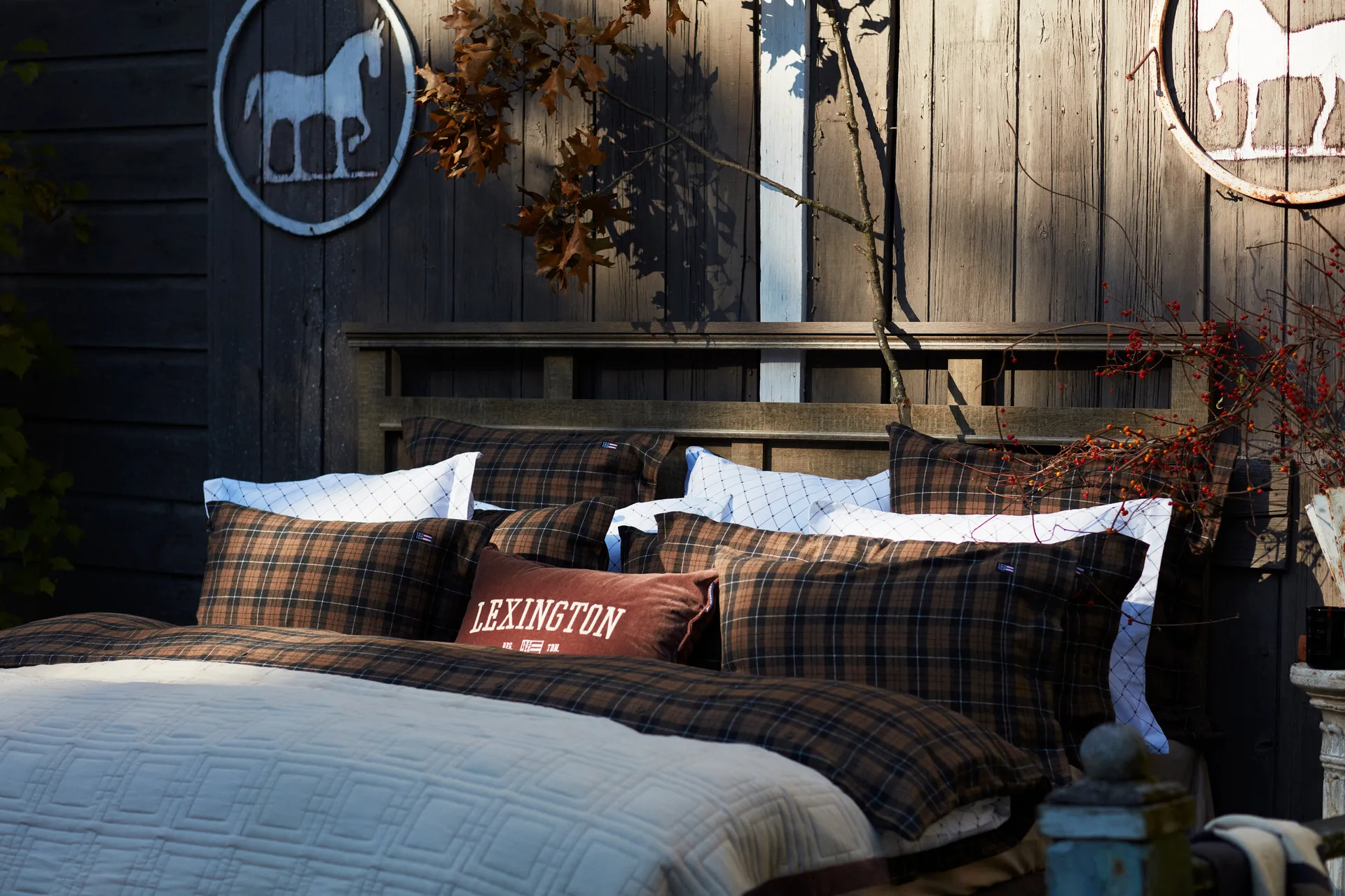 Oreiller Checked Cotton Flannel 50x60 cm, Brown-dark gray Lexington