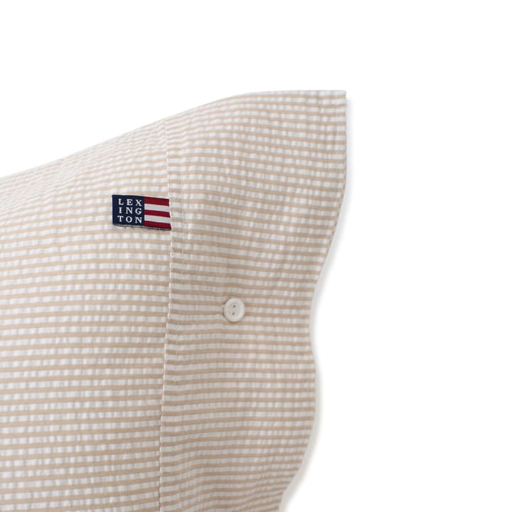 Oreiller Striped Cotton Seersucker 65x65 cm - Beige-blanc - Lexington