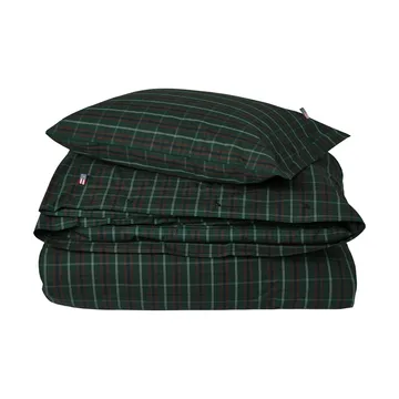 Parure de lit Checked cotton percale - Green-navy, 2 st 50x60 cm/1 st 220x220 cm - Lexington