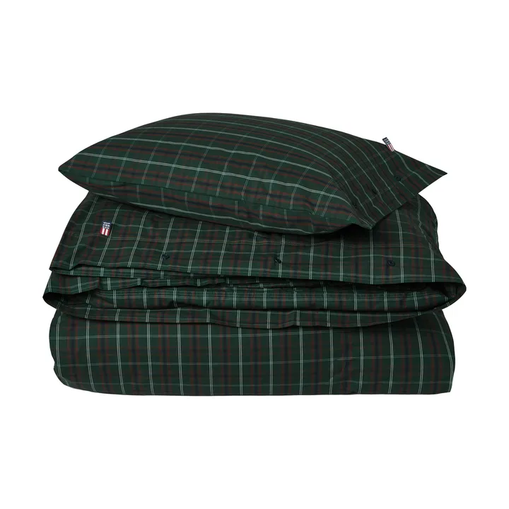 Parure de lit Checked cotton percale - Green-navy, 2 st 50x60 cm/1 st 220x220 cm - Lexington